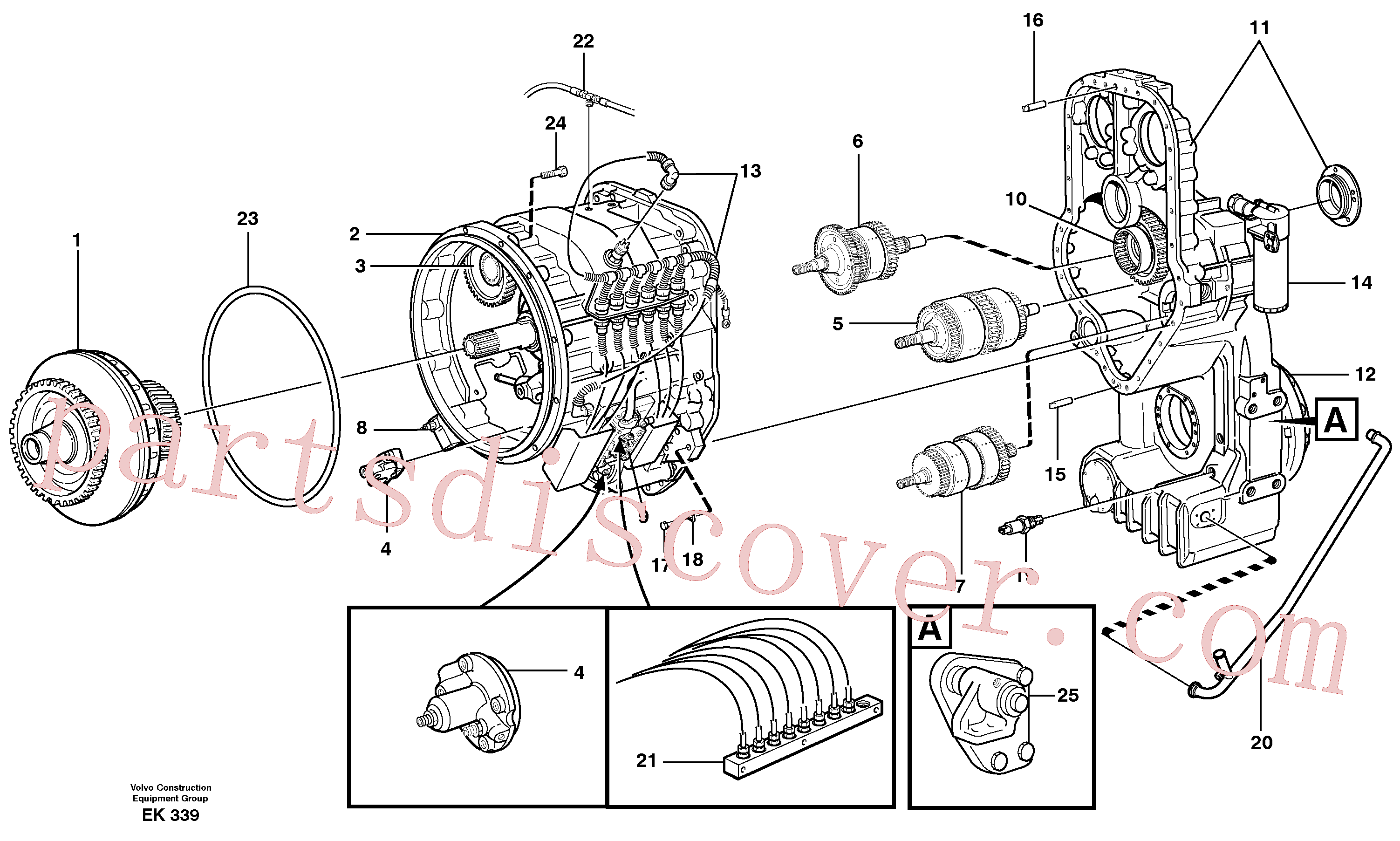 VOE14023337 for Volvo Hydraulic transmission with fitting parts(EK339 assembly)