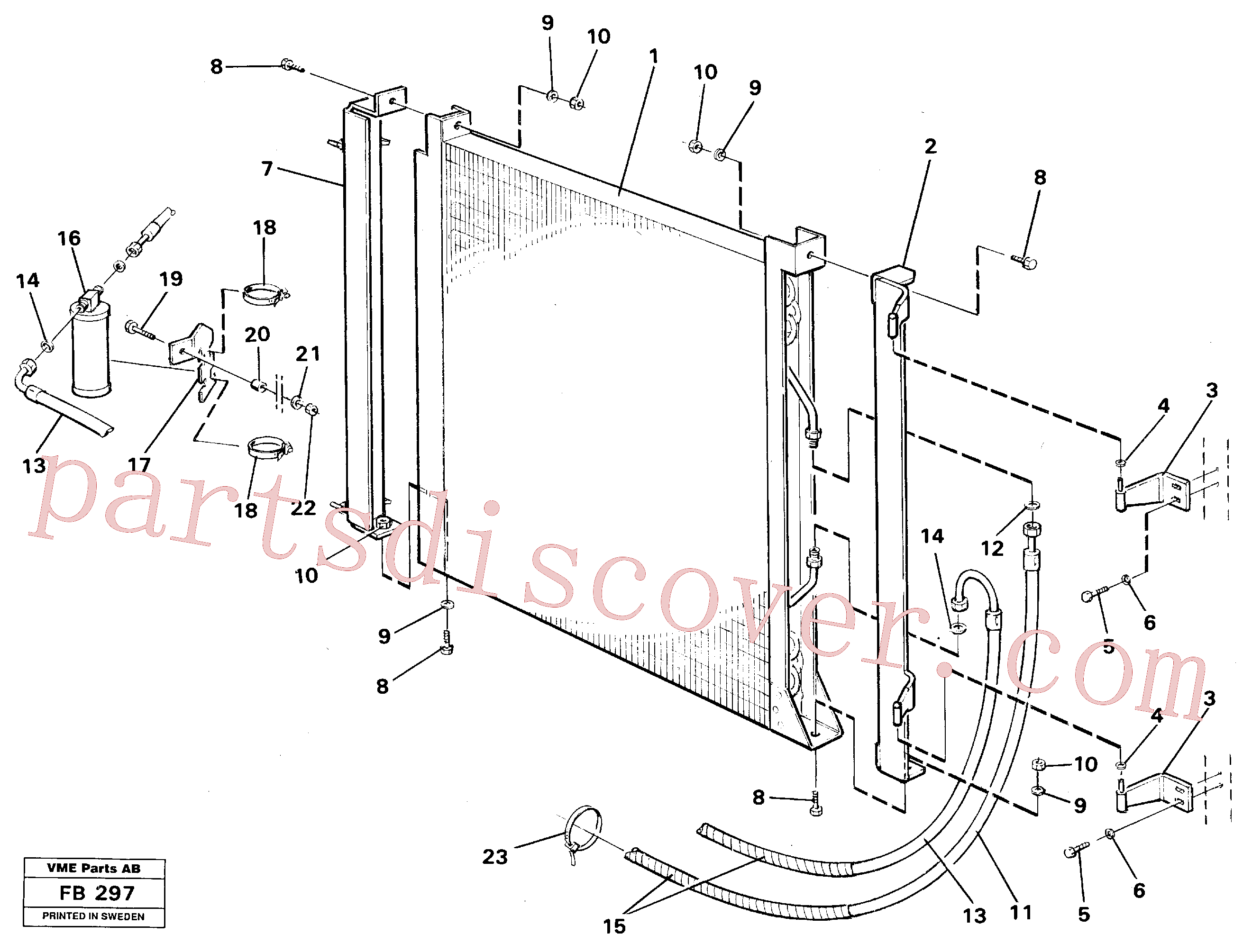 VOE14255470 for Volvo Condensor with fitting parts Cooling agent R12(FB297 assembly)