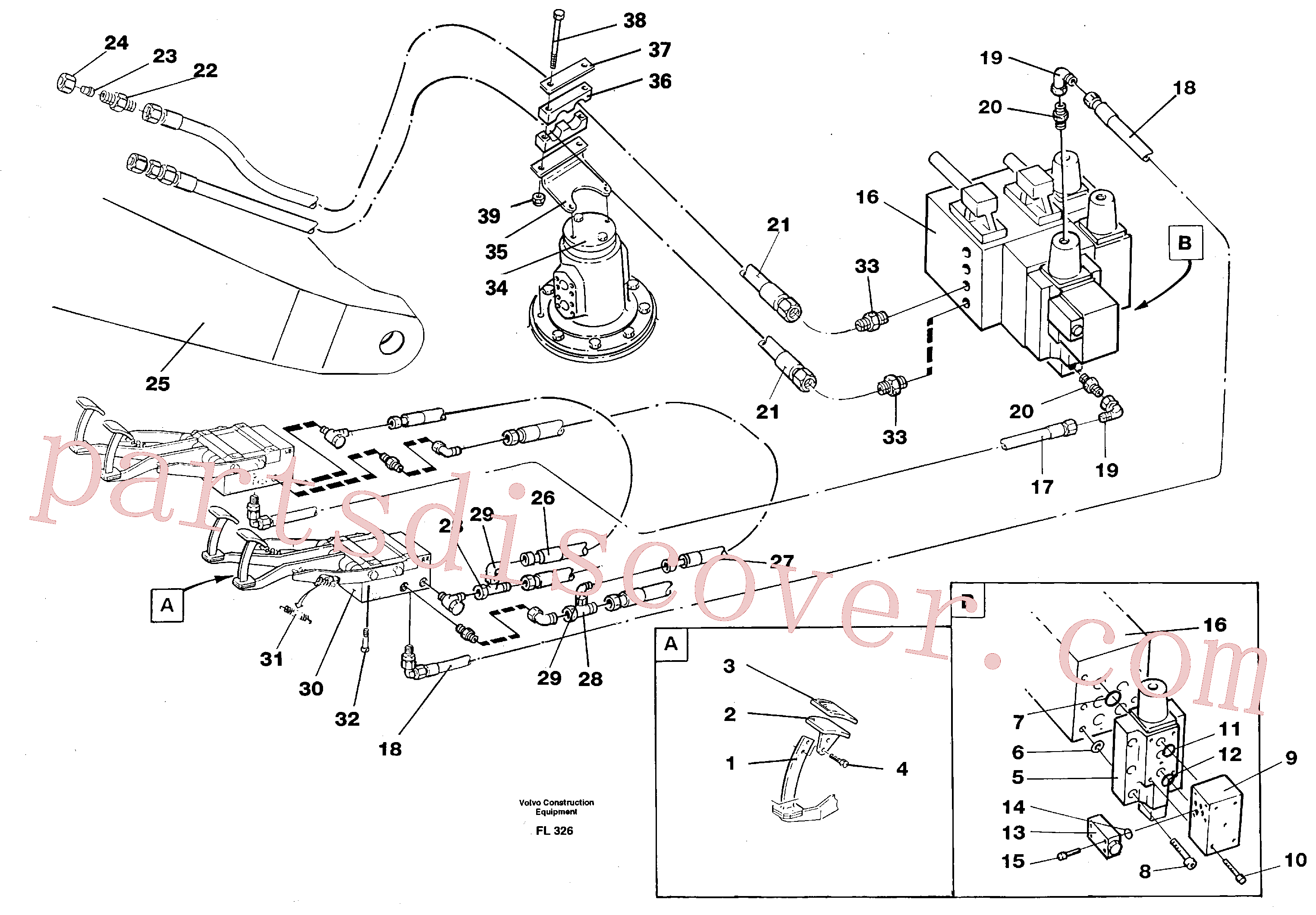 VOE14263249 for Volvo Slope bucket/rotating grab hydraulics in base machine(FL326 assembly)