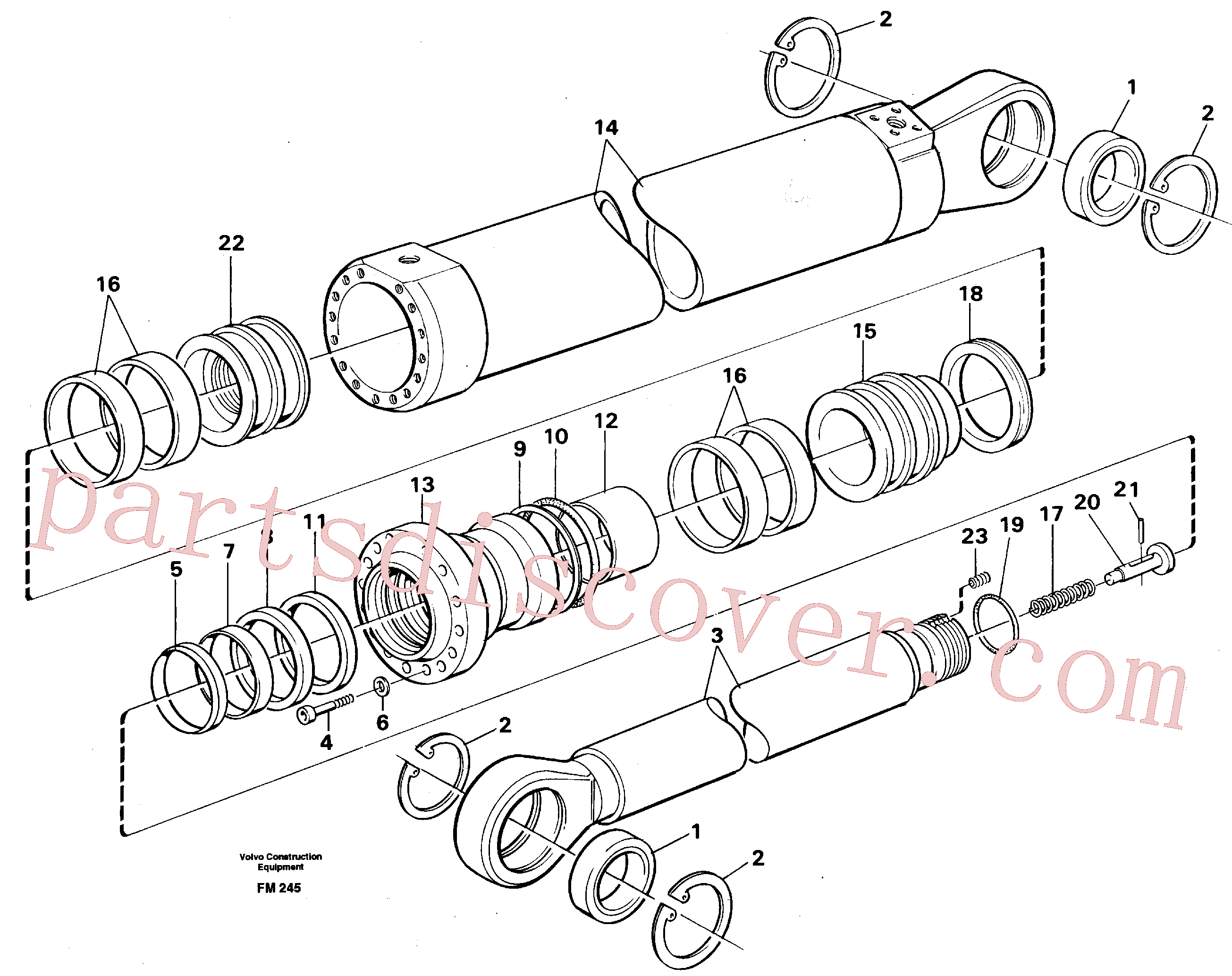 VOE14252332 for Volvo Dipper cylinder for backhoe dipper and mass excavation(FM245 assembly)