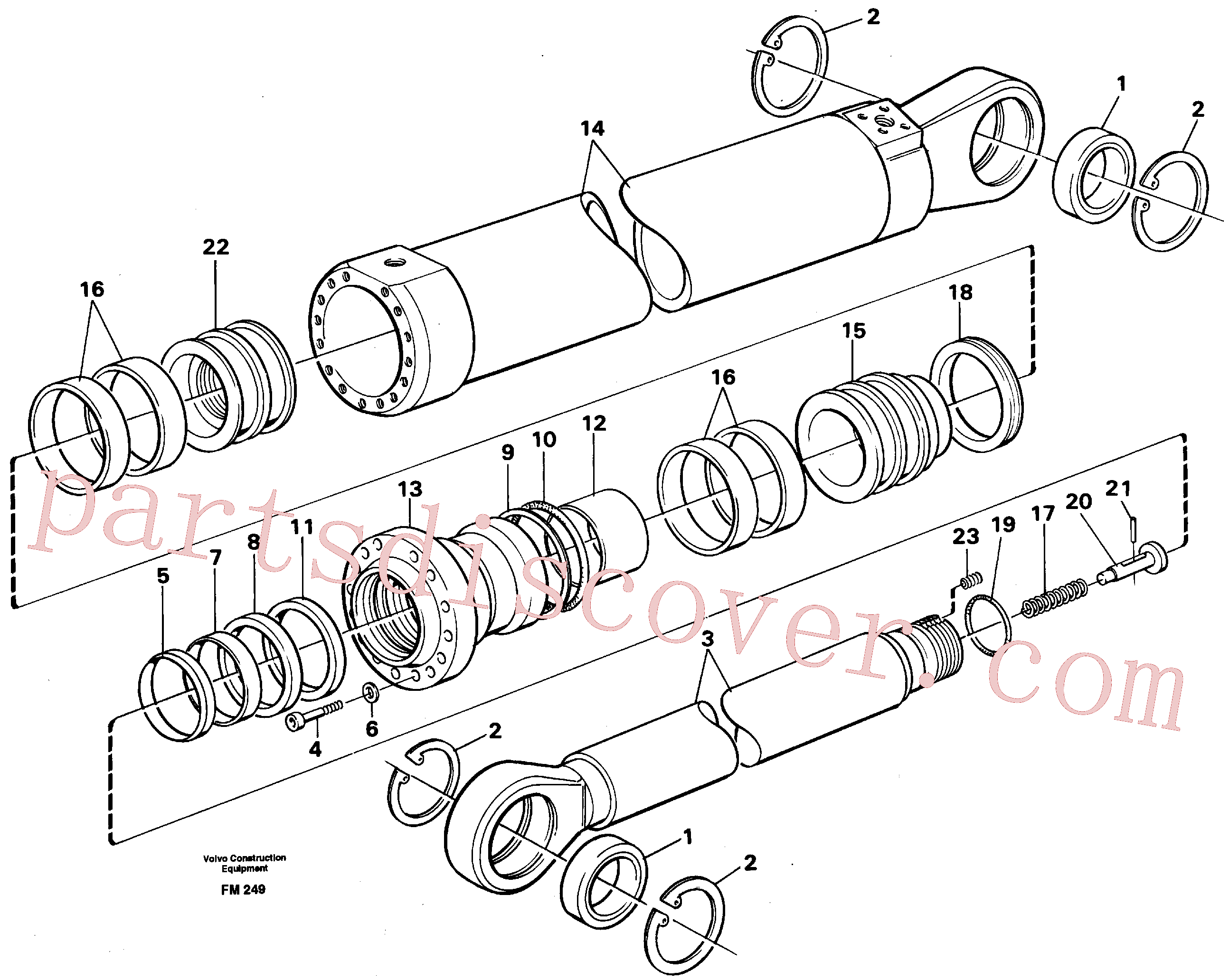 VOE14252332 for Volvo Dipper arm cylinder, material handling equipment(FM249 assembly)
