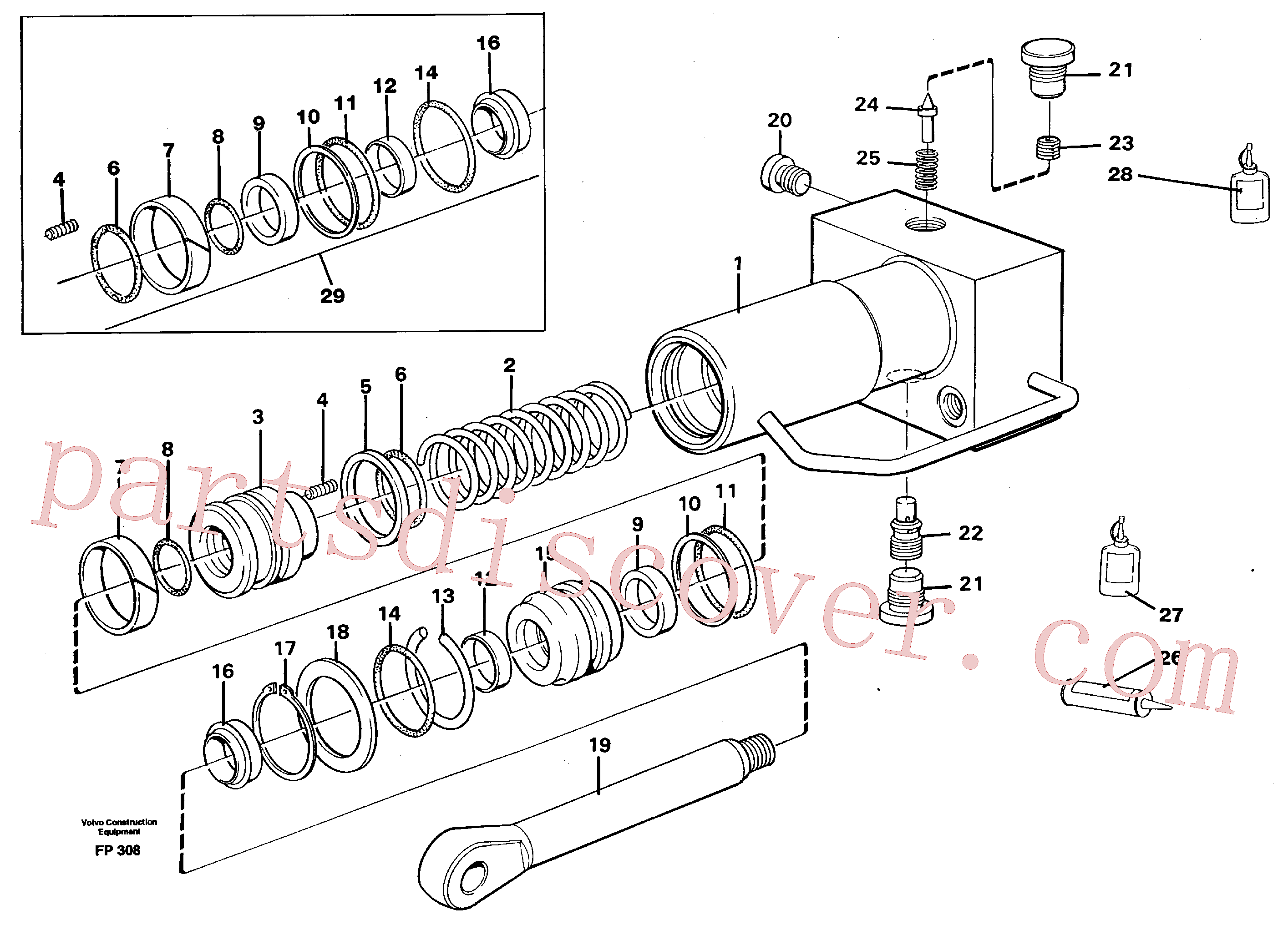 VOE14210918 for Volvo Hydraulic cylinder, quick attachment(FP308 assembly)