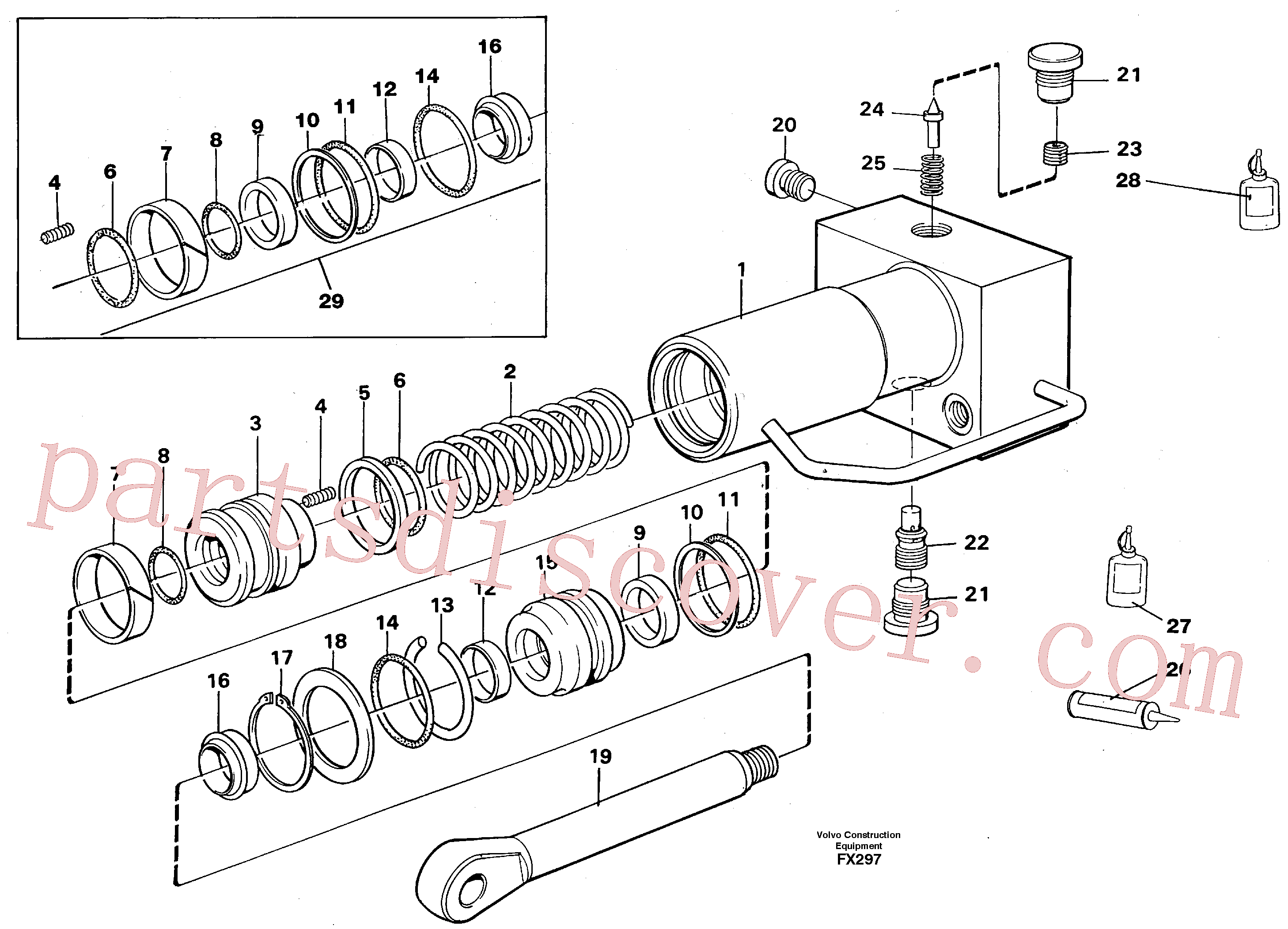VOE14210918 for Volvo Hydraulic cylinder, quick attachment(FX297 assembly)