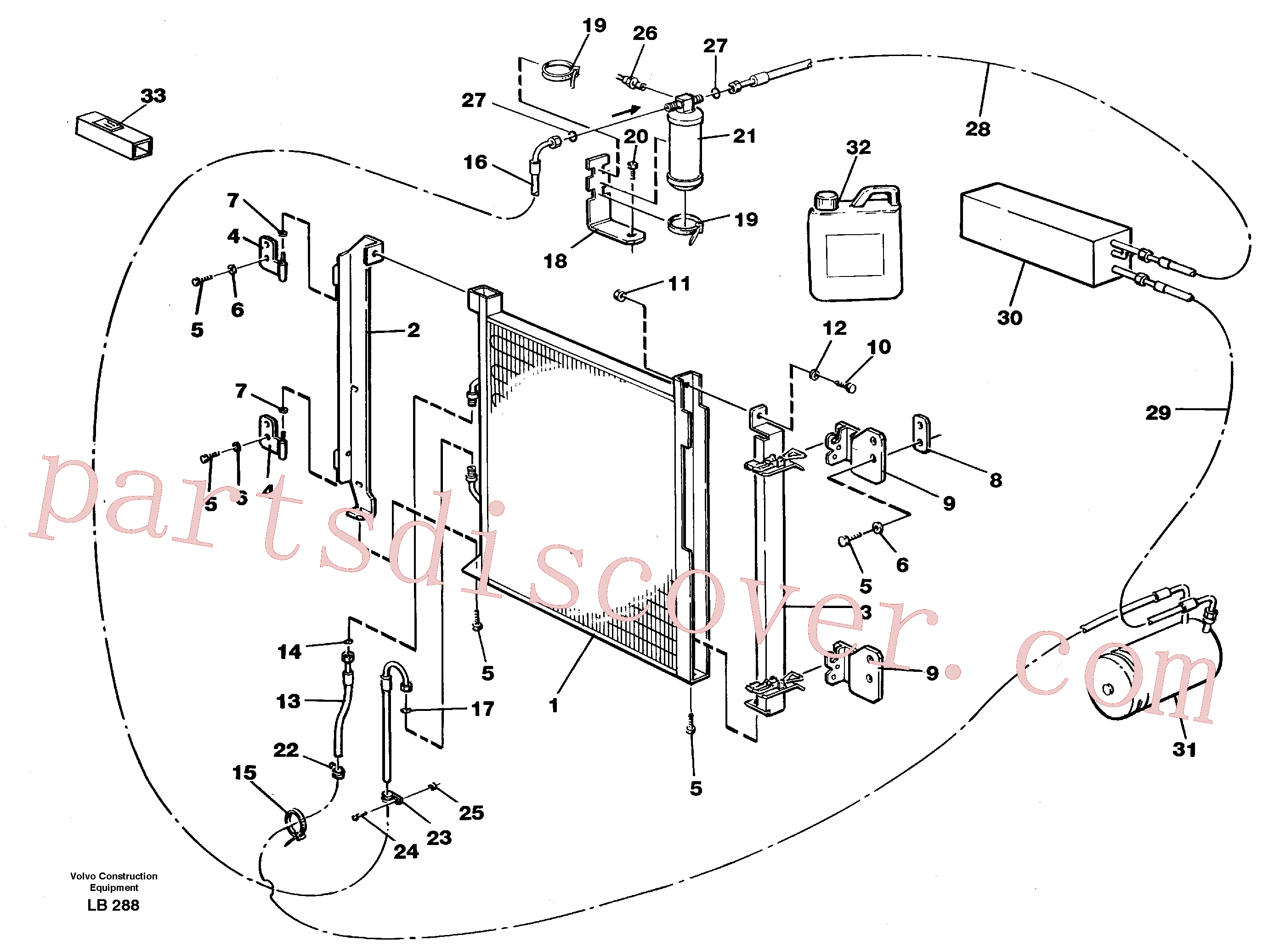 VOE14013856 for Volvo Condensor with fitting parts, cooling agent R134a(LB288 assembly)