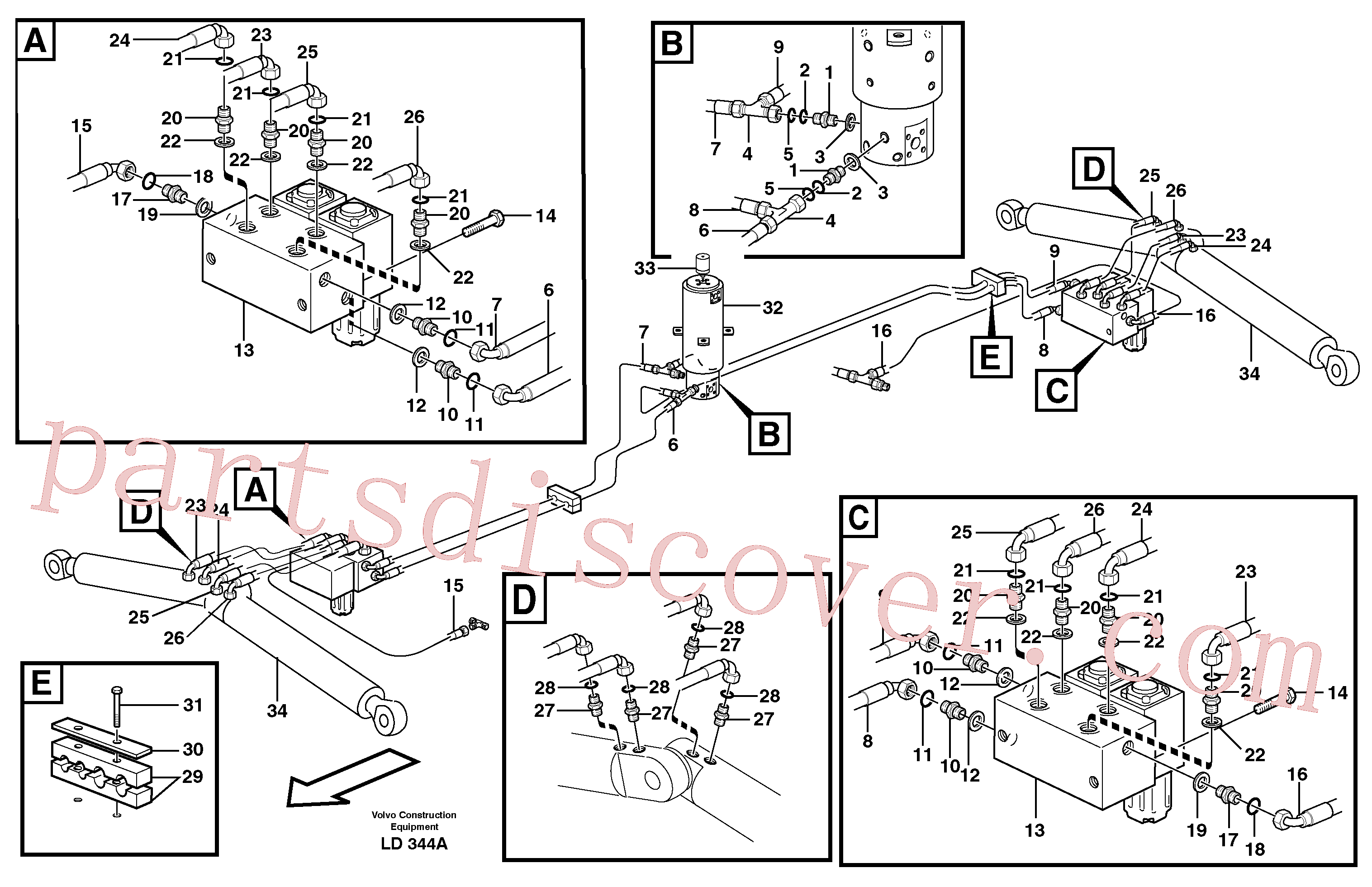 VOE14370248 for Volvo Hydraulic system for support, undercarriage(LD344A assembly)