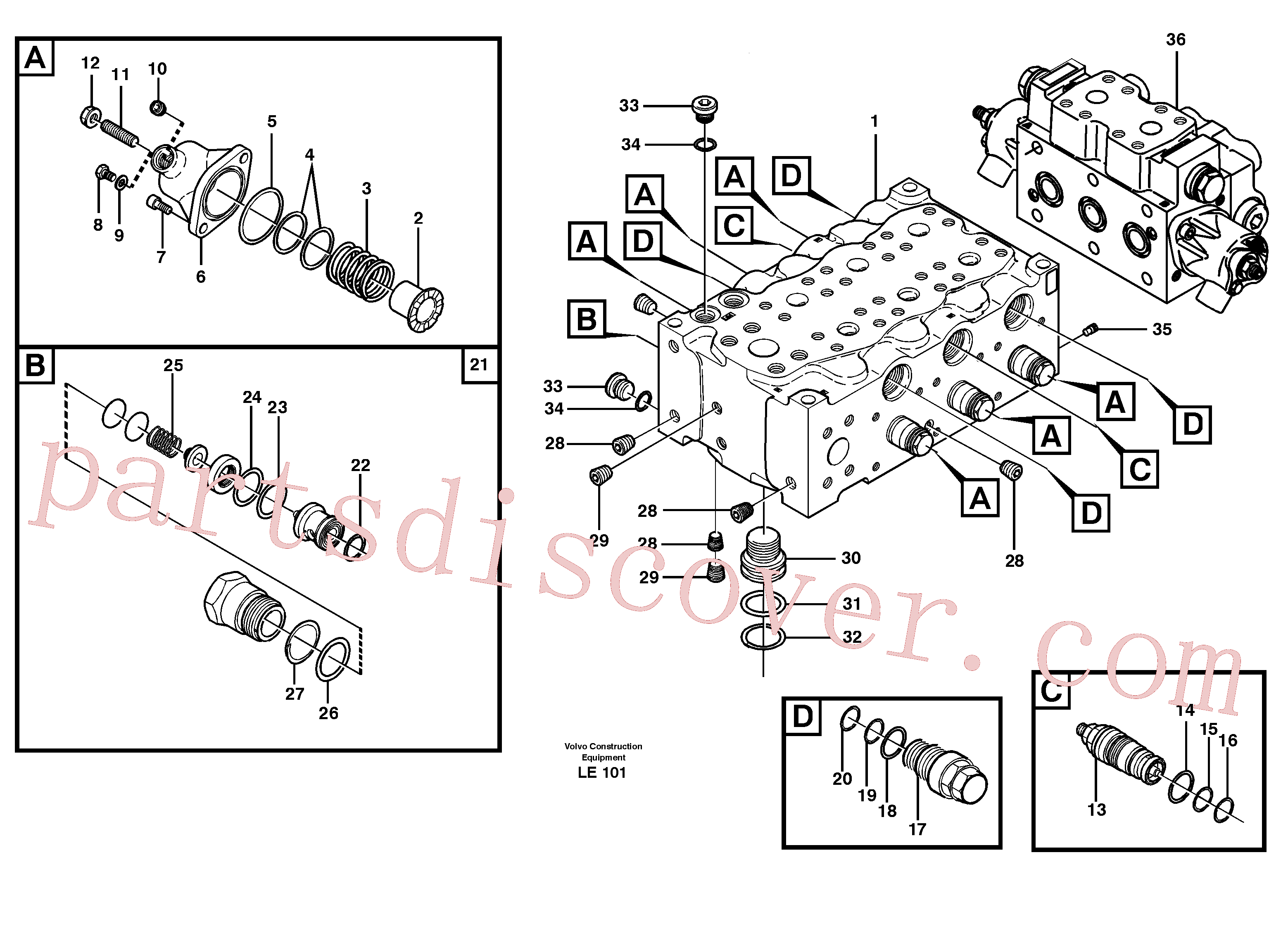 VOE11707168 for Volvo Main valve assembly, B(LE101 assembly)