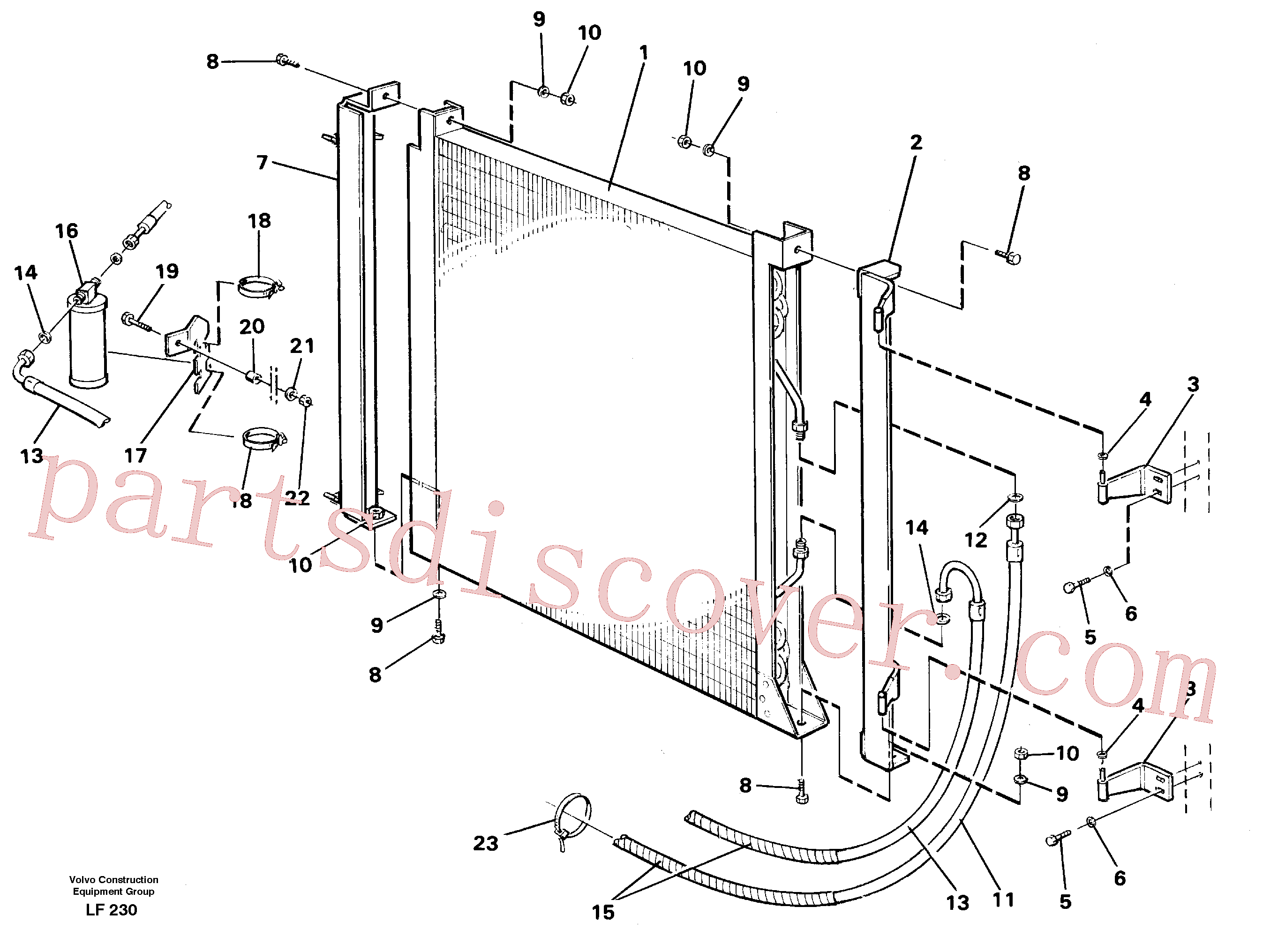 VOE14255470 for Volvo Condensor with fitting parts. Cooling agent R12,r134a(LF230 assembly)