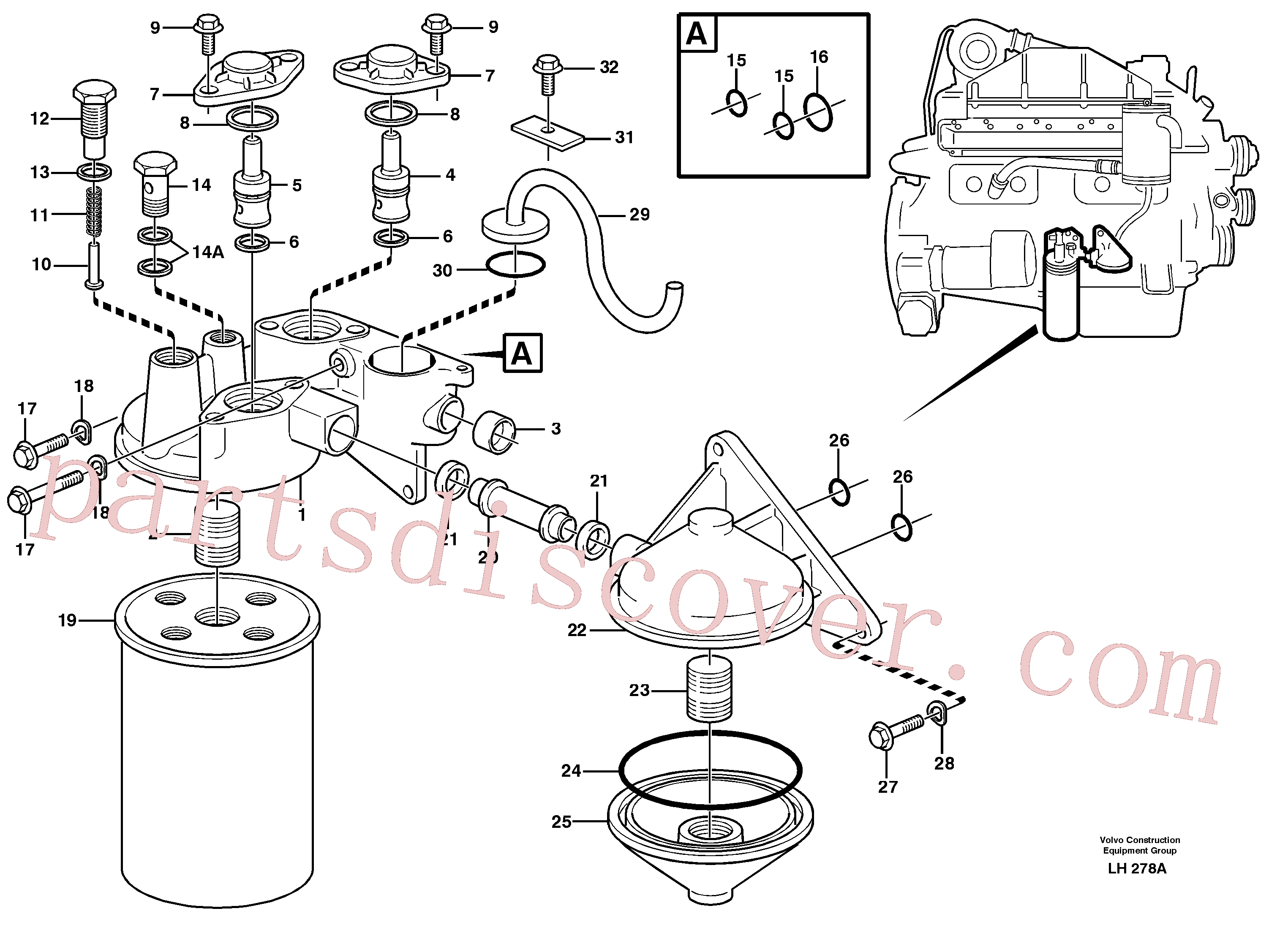 VOE60113101 for Volvo Oil filter(LH278A assembly)