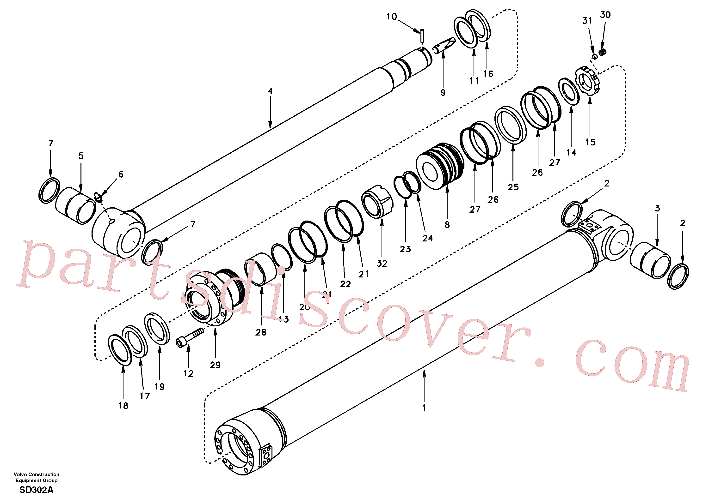 SA1146-03190 for Volvo Dipper arm cylinder(SD302A assembly)