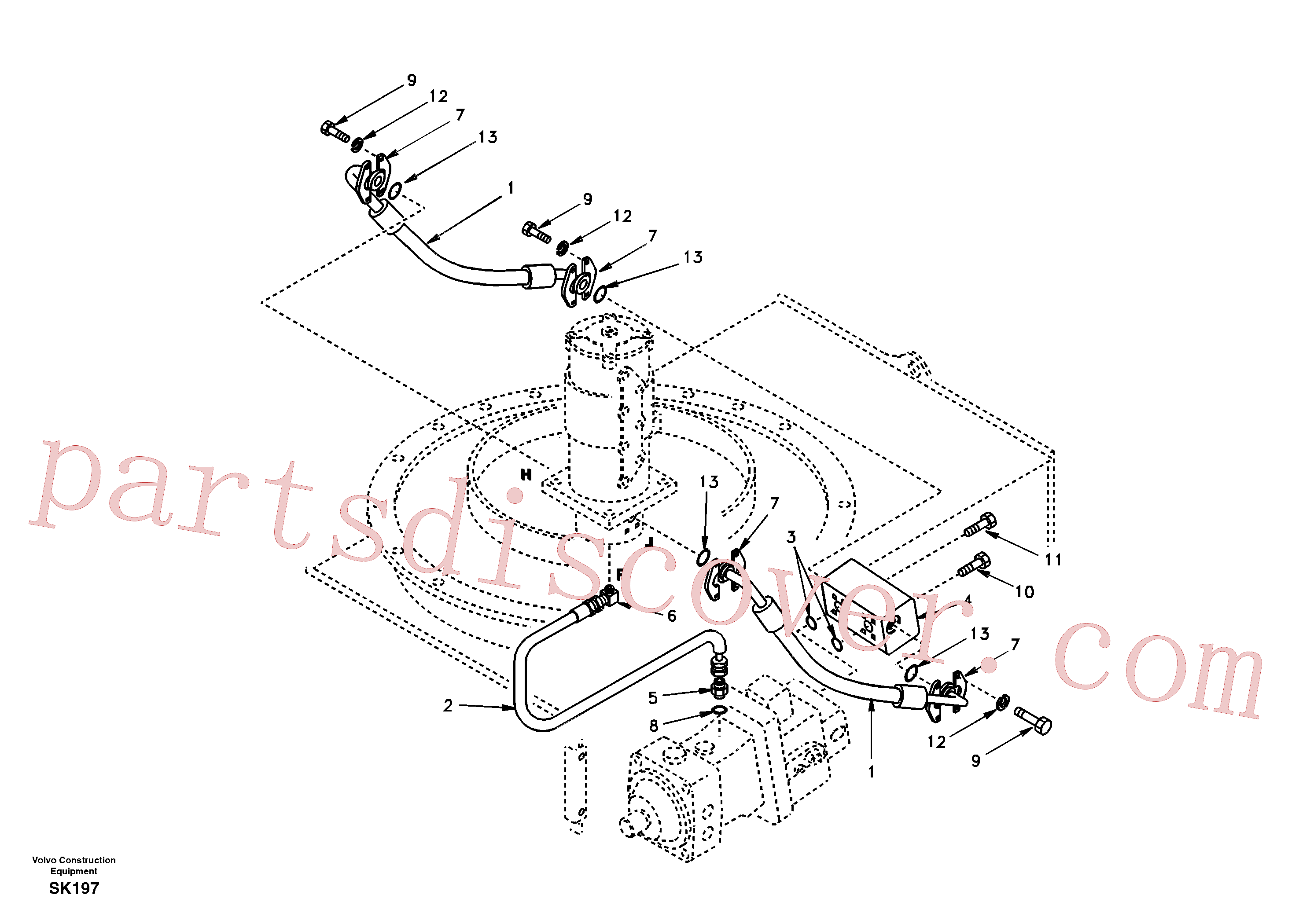VOE983317 for Volvo Turning joint line, turning joint to travel motor(SK197 assembly)