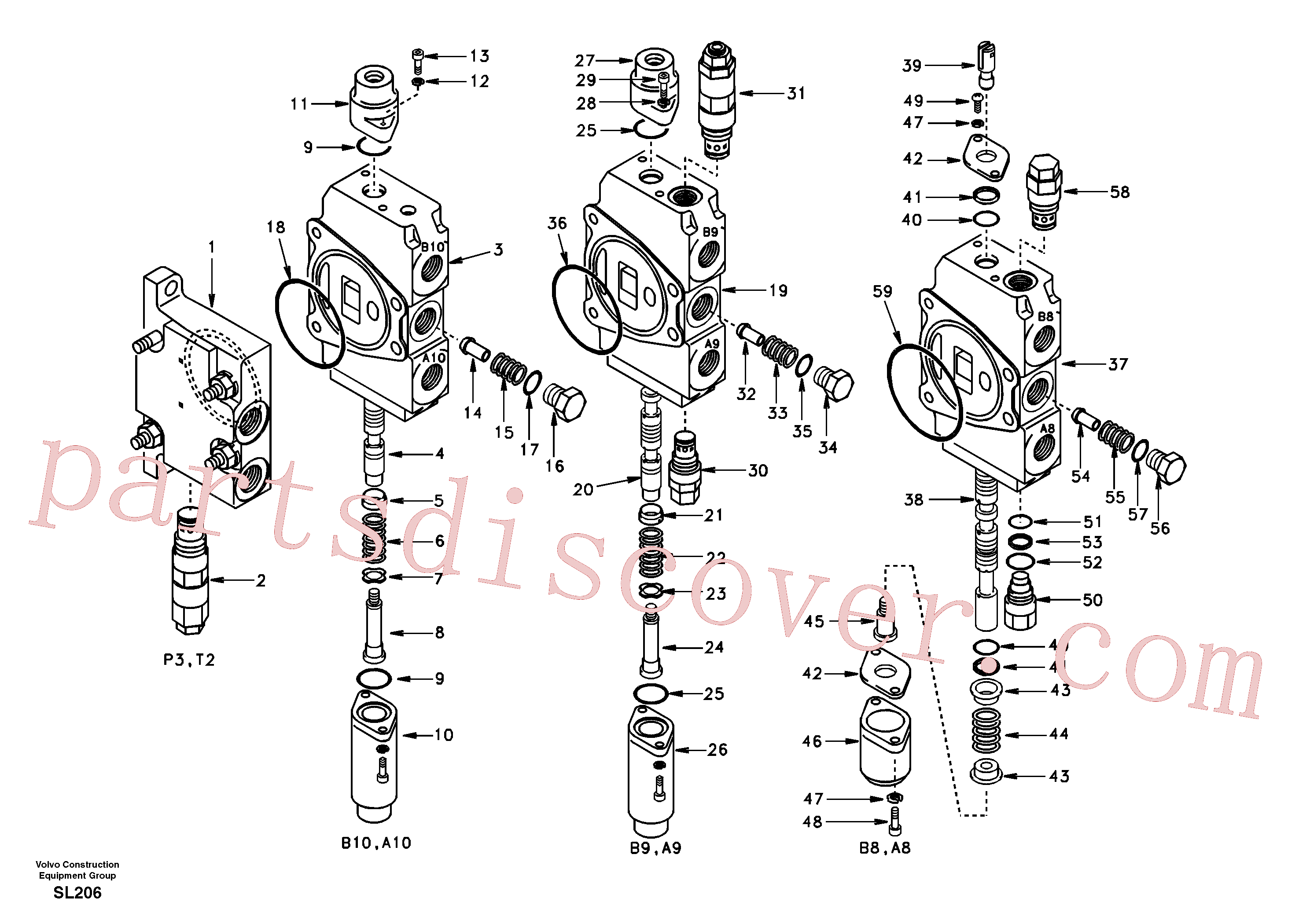 SA7251-30511 for Volvo Main control valve, inlet and boom and boom swing(SL206 assembly)