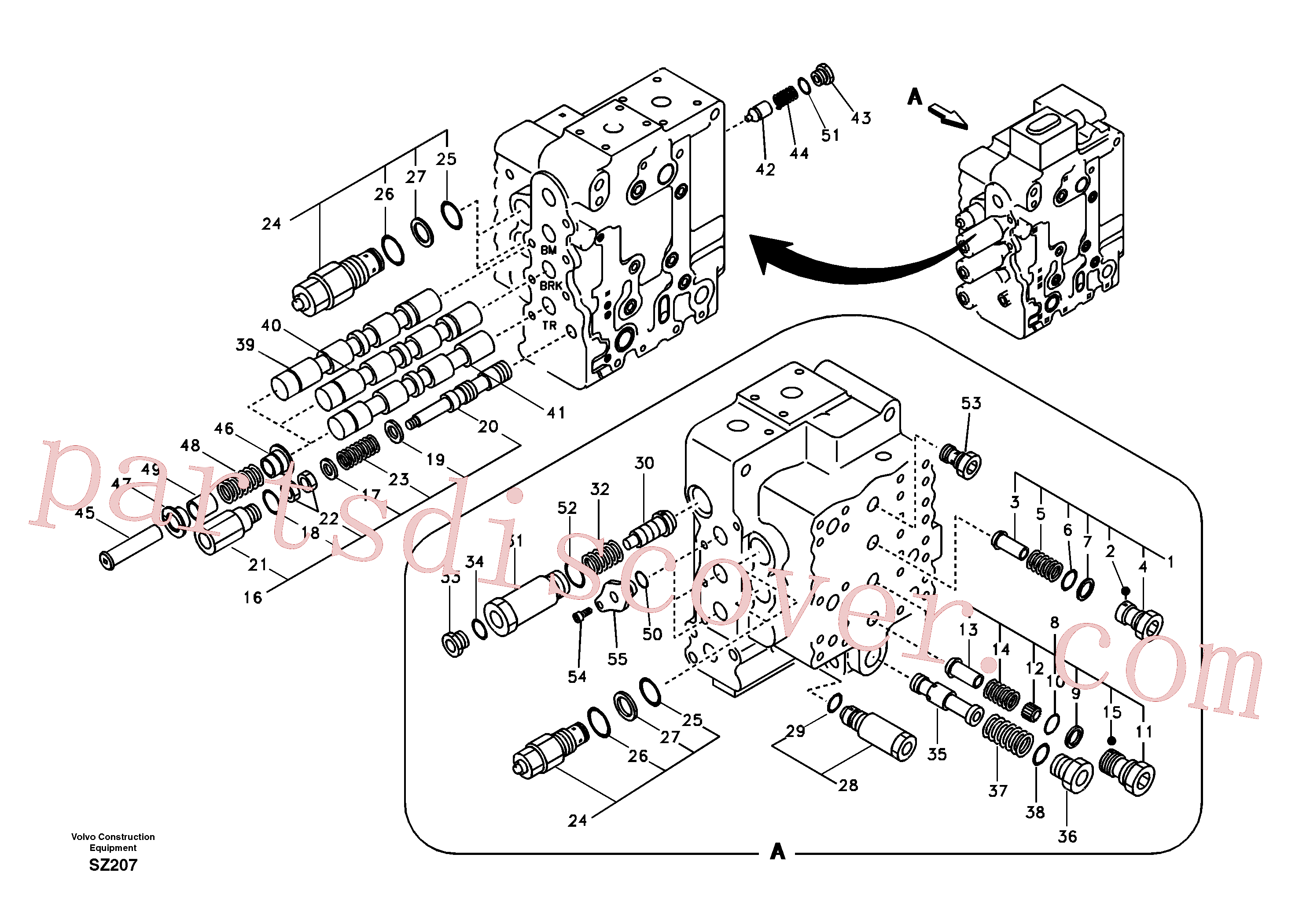 SA7272-03060 for Volvo Main control valve, boom and bucket and travel Rh(SZ207 assembly)